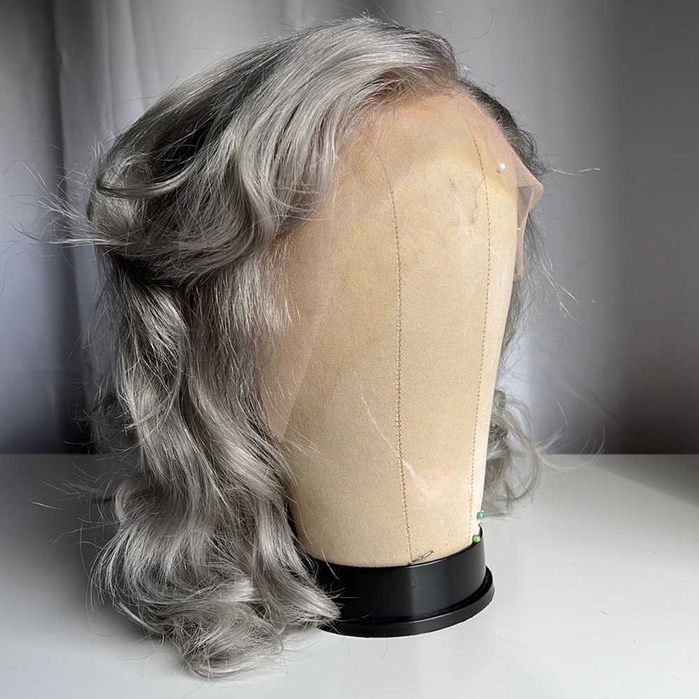 Peruvian Grey Straight Hair Bob Wigs